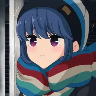 🥺 Rin Shima Laid-Back Camp Anime, Garota, Inverno, Cachecol, Fofa, Yuru Camp, Rin Shima telegram sticker