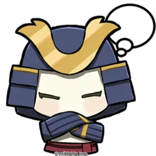 🎭 Samurai, Rüstung, Denken, Niedlich, Cartoon whatsapp sticker
