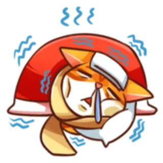 🤒 kat, ziek, verkoudheid, griep, cartoon, schattig, dier, ziek telegram sticker