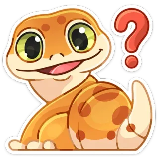 ❓ геккон, вопросительный знак, милый, животное, ящерица, мультик telegram sticker