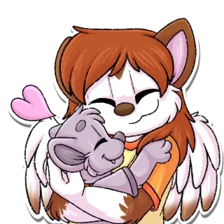 🤗 мультфильм, животное, милый, объятие telegram sticker