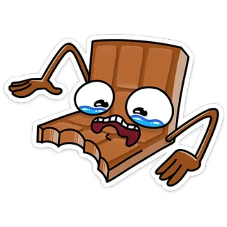 😢 chocolat, bonbon, pleurer, nourriture, dessert, triste, morsure telegram sticker