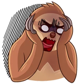 😨 preguiça, desenho animado, animal, adesivo, expressão, frustrado, chateado, irritado telegram sticker