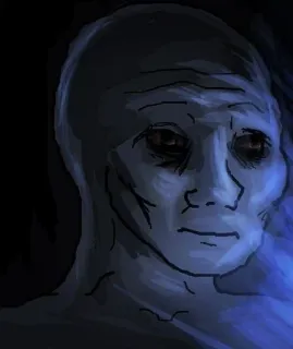 ⚫ Wojak Mem, Wojak, Smutny, Przygnębiony, Mem internetowy, Postać telegram sticker