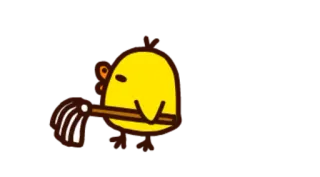 🐤 курица, швабра, уборка, милый, желтый, животное telegram sticker