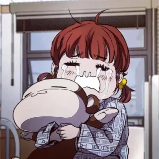 🌀 child, crying, sad, emotional, cartoon, girl, teddy bear telegram sticker