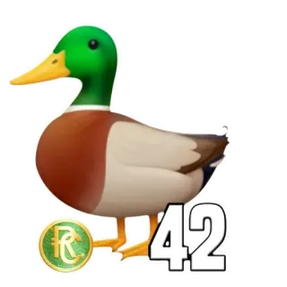 🦆 42 pato, animal, número, emoji, 42 telegram sticker