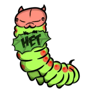 ➖ HET verme, lagarta, desenho animado, verde, não, russo telegram sticker