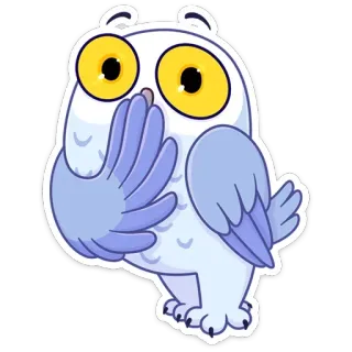 🤭 gufo, carino, animale, uccello, adesivo, cartone animato, bianco, giallo telegram sticker
