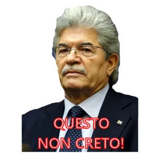 😐 QUESTO NON CRETO! Мем, Итальянский, Фраза, Мужчина, Политик telegram sticker
