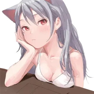 💞 anime, girl, cat ears, illustration, cute, character telegram sticker