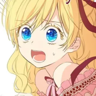 👑 animé, fille, blonde, mignon, illustration, portrait, dessin animé telegram sticker