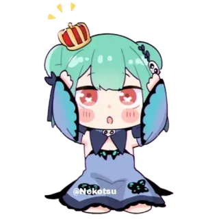 😯 @Nekotsu Anime, Chibi, Coroa, Fofo, Menina, Personagem telegram sticker