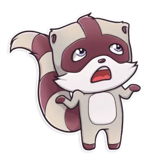 😩 procione, cartone animato, animale, adesivo, carino, peloso, mammifero, illustrazione telegram sticker