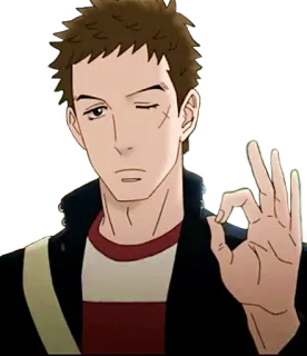 👌 Anime, Personaje, Gesto OK, Guiño, Dibujo animado whatsapp sticker