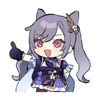 🖕 Keqing Genshin Impact genshin impact, keqing, anime, videojuego, chibi, gesto ofensivo telegram sticker