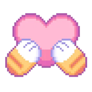 🫶 trái tim, tình yêu, bàn tay, pixel art, dễ thương telegram sticker
