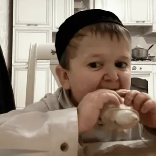 🌯 Hasbulla child, eating, hat, Hasbulla telegram sticker