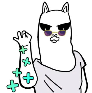 💹 Альпака, Солнцезащитные очки, Жест, Смешной, Наклейка, Круто whatsapp sticker