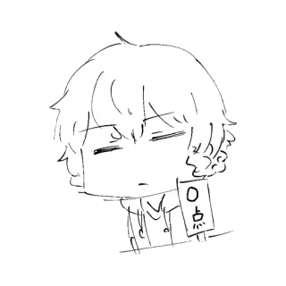 😑 0点 drawing, cartoon, anime, manga, figure, 0 points telegram sticker