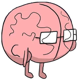🤓 otak, kartun, intelektual, pintar, pendidikan, sistem saraf, tubuh manusia whatsapp sticker