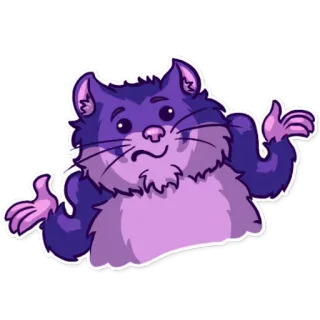 😕 кот, в замешательстве, фиолетовый, пушистый, животное, мем, вопрос telegram sticker