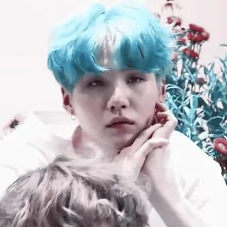๐ Suga kpop, bts, min yoongi, zanger, blauw haar telegram sticker
