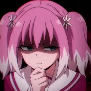 🤭 Anime, Cartoon, Mädchen, Pinke Haare, Ernst telegram sticker