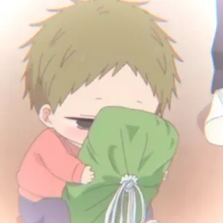 🥺 Anime, Baby, Kind, Niedlich, Illustration, Grüne Tasche telegram sticker