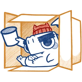 📦 monster, cute, box, cartoon, hat, doodle telegram sticker