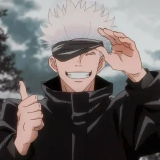 🍡 Satoru Gojo Jujutsu Kaisen anime, Gojo, Jujutsu Kaisen, Satoru Gojo, sorrindo, polegar para cima telegram sticker