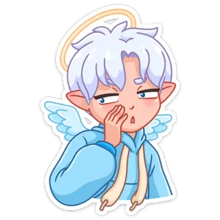 🤫 ангел, мультфильм, персонаж, ореол, крылья, каваи telegram sticker