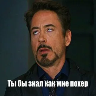 😕 Tony Stark Ты бы знал как мне похер Meme, Sarcasmo, Expressão, Atitude, Robert Downey Jr. telegram sticker