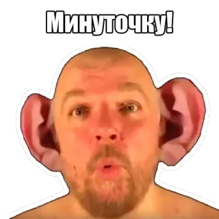 ☝️ Минуточку! gracioso, hombre, orejas, ruso, pegatina whatsapp sticker