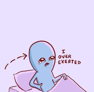 😴 I OVER EXERTED 宇宙人, ベッド, 漫画, 悲しい, 疲れた telegram sticker