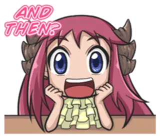 😍 AND THEN? อนิเมะ, การ์ตูน, คำถาม, อยากรู้อยากเห็น, ปีศาจ, ผู้หญิง telegram sticker
