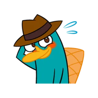 😅 Perry the Platypus Phineas and Ferb Cartone animato, Ornitorinco, Cappello, Agente, Disney, Animazione, Perry telegram sticker