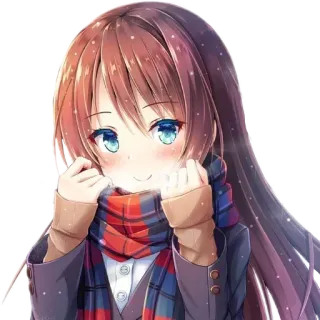 😊 Anime, Mädchen, Schal, Winter, Süß, Manga, Kunst whatsapp sticker