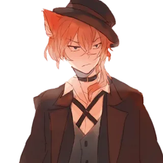 😒 Chuuya Nakahara Bungou Stray Dogs Anime, Manga, Chuuya Nakahara, Bungou Stray Dogs, Personnage, Chapeau, Personnage animé telegram sticker