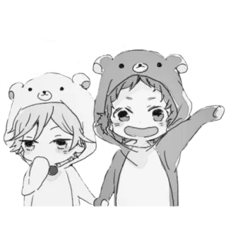 🙊 Anime, Lucu, Beruang, Piyama, Anak-anak, Kartun telegram sticker