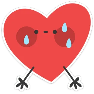 ❤️ cuore, triste, sudato, cartone animato, adesivo, emoji whatsapp sticker