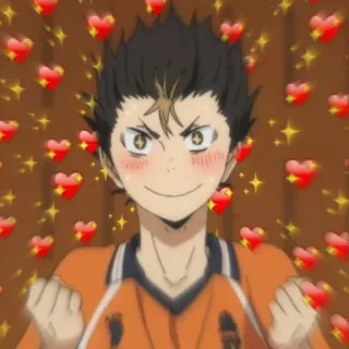 🥰 Nishinoya Yuu Haikyuu!! anime, haikyuu, nishinoya, yuu nishinoya, chibi, love telegram sticker