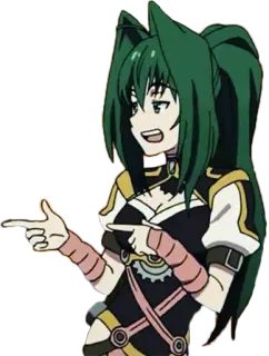 👈 Anime, Desenho animado, Personagem, Menina, Apontando, Cabelo verde telegram sticker