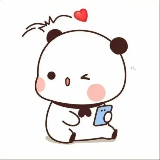 🌟 panda, cute, kawaii, cartoon, bear, heart, digital whatsapp sticker