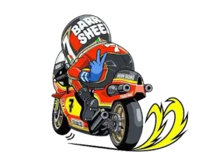 ✌ BARRSHEE moto, course, vitesse, véhicule, dessin animé whatsapp sticker