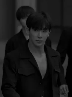 🖤 man, black and white, portrait, korean, monochrome telegram sticker