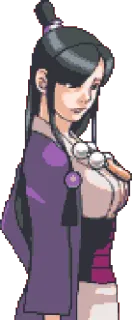 🙁 Maya Fey Ace Attorney video game, character, pixel art, spirit medium telegram sticker