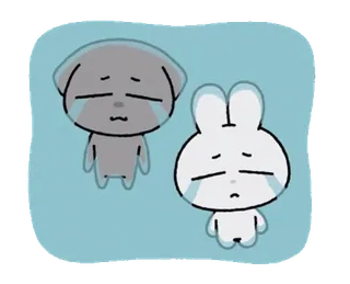 🐭 sad, crying, animal, bunny, puppy whatsapp sticker