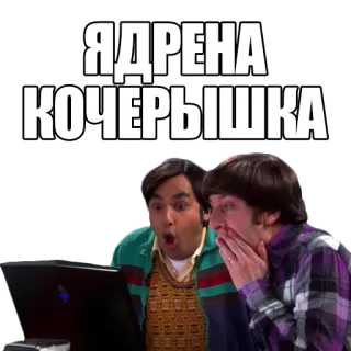 😱 ЯДРЕНА КОЧЕРЫШКА geschockt, Männer, Computer, russisch, Gesichtsausdruck telegram sticker