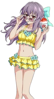 🍦 anime meisje, zomer, zwempak, schattig, cartoon, anime whatsapp sticker